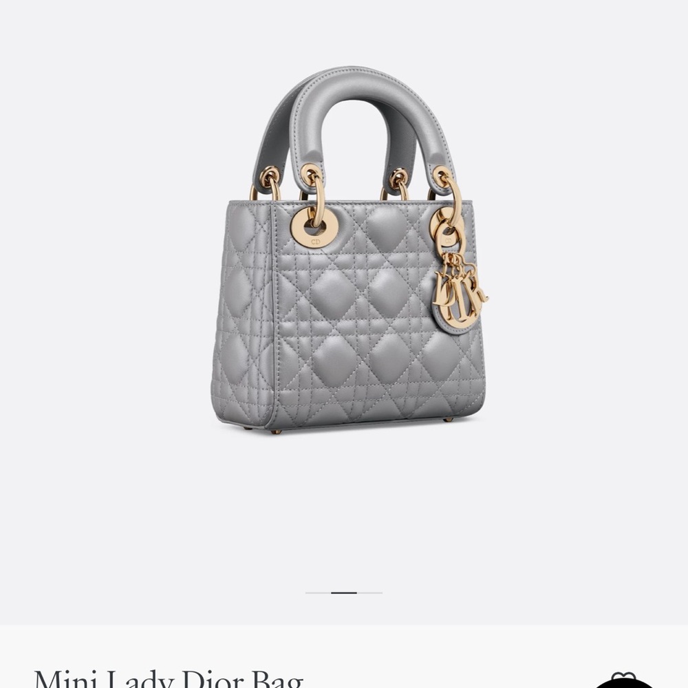 Dior mini metallic grey (lady dior bag) mini size
